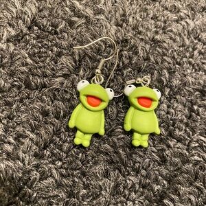 Green Frog Earrings